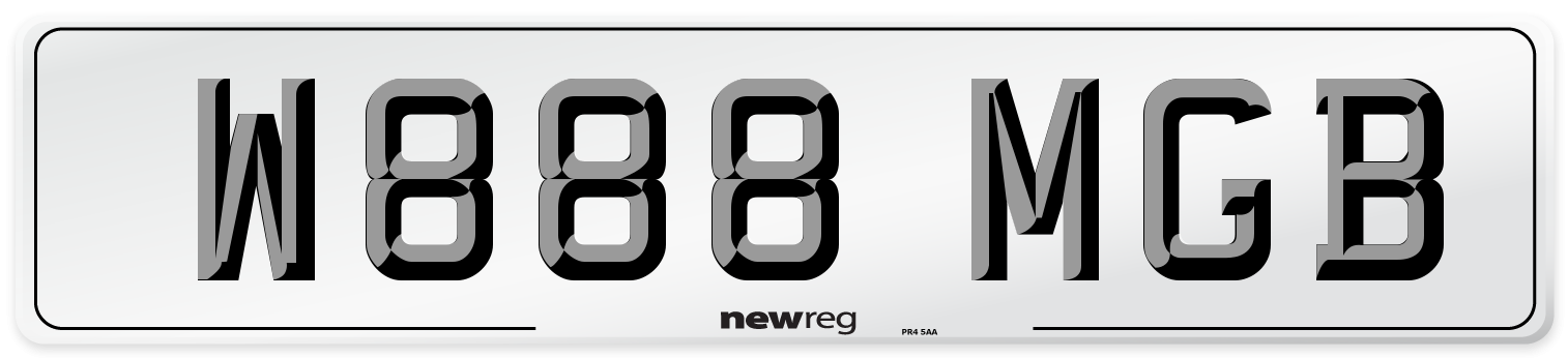 W888 MGB Number Plate from New Reg